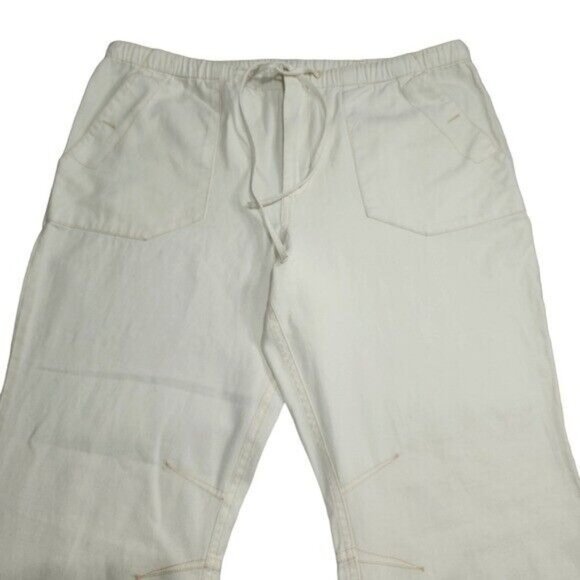 We The Free Womens Ivory Relax Cotton Pants Wide Leg Drawstring Waistband L NEW - Picture 7 of 15